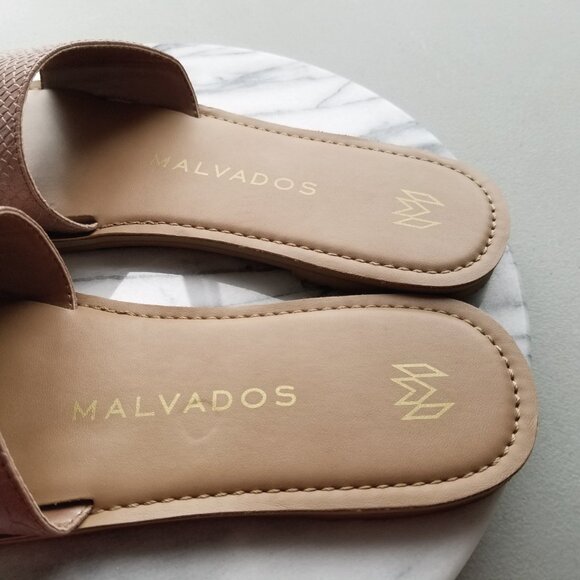 MALVADOS Faux Reptile Rose gold colored Sandals Single Toe Band Size 9/10 - Picture 8 of 14